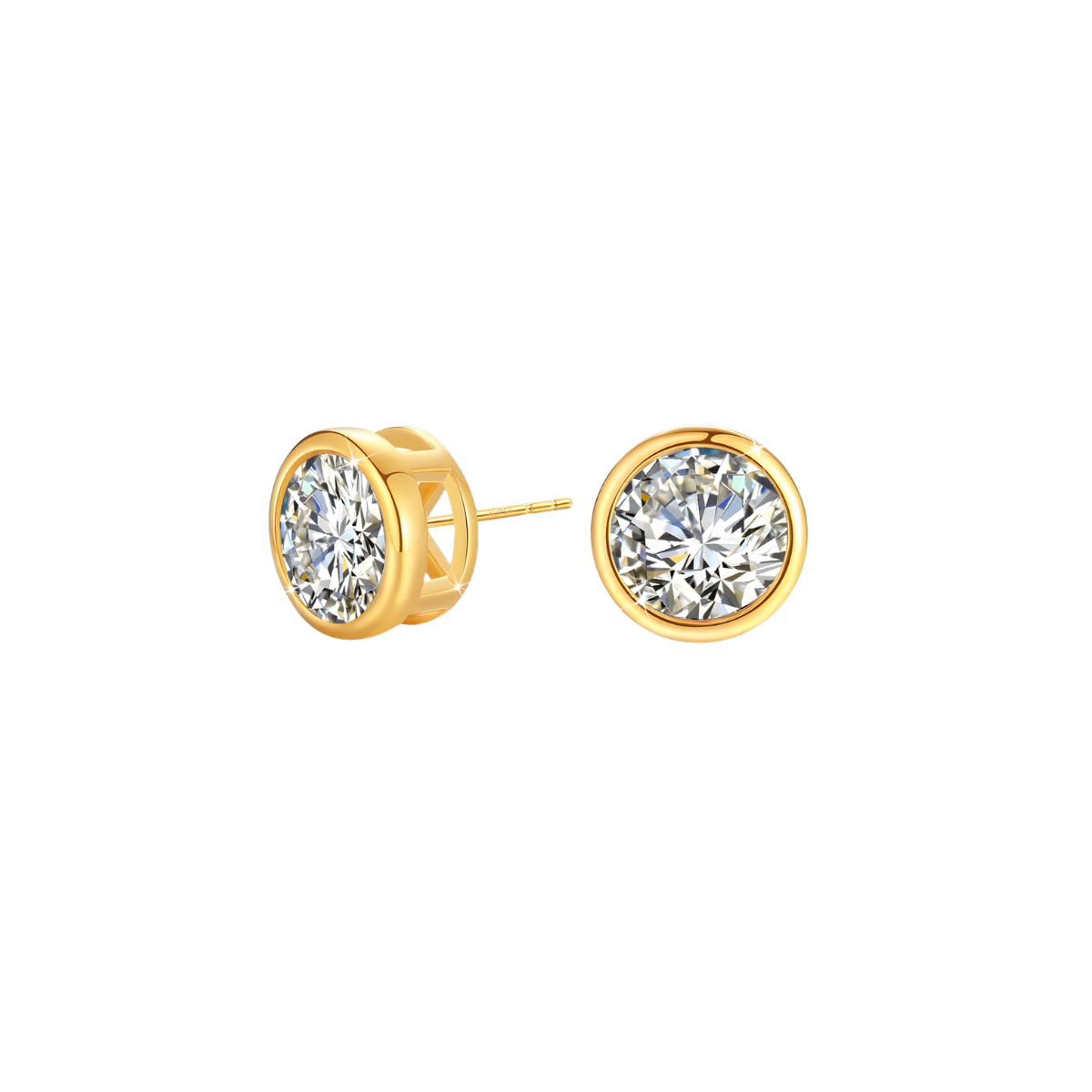 Round Bezel Stud Earrings