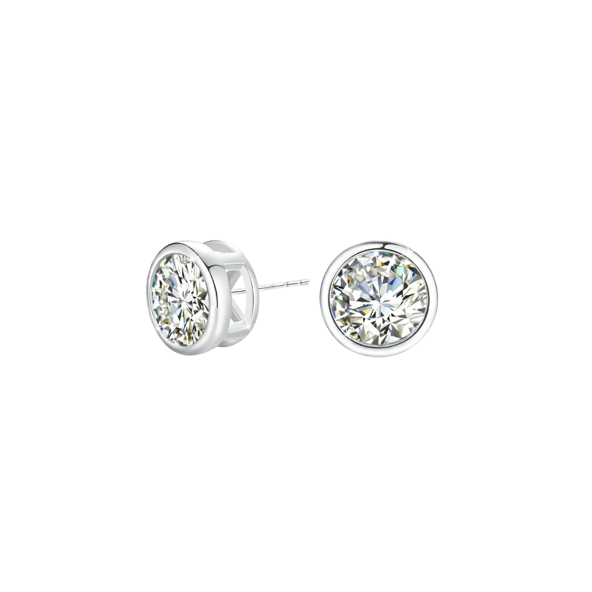 Round Bezel Stud Earrings
