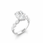 14K Oval Three-Stone Diamond Engagement Ring