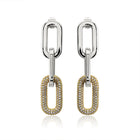 Del Mar Links | Pave tri-Link Drop Earrings | Silver & Gold |