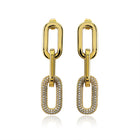 Del Mar Links | Pave tri-Link Drop Earrings | Silver & Gold |