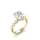 14K Oval Three-Stone Diamond Engagement Ring